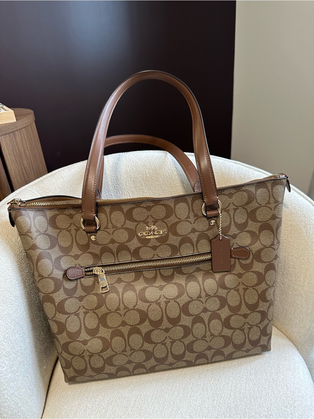 Coach Gallery Tote F79609 Signature Canvas Brown | Like New